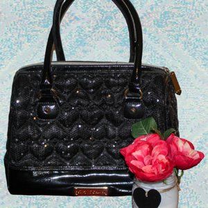 Betsey Johnson BETSEYVILLE Quilted Hearts Sequin Satchel Doctor Style Bag
